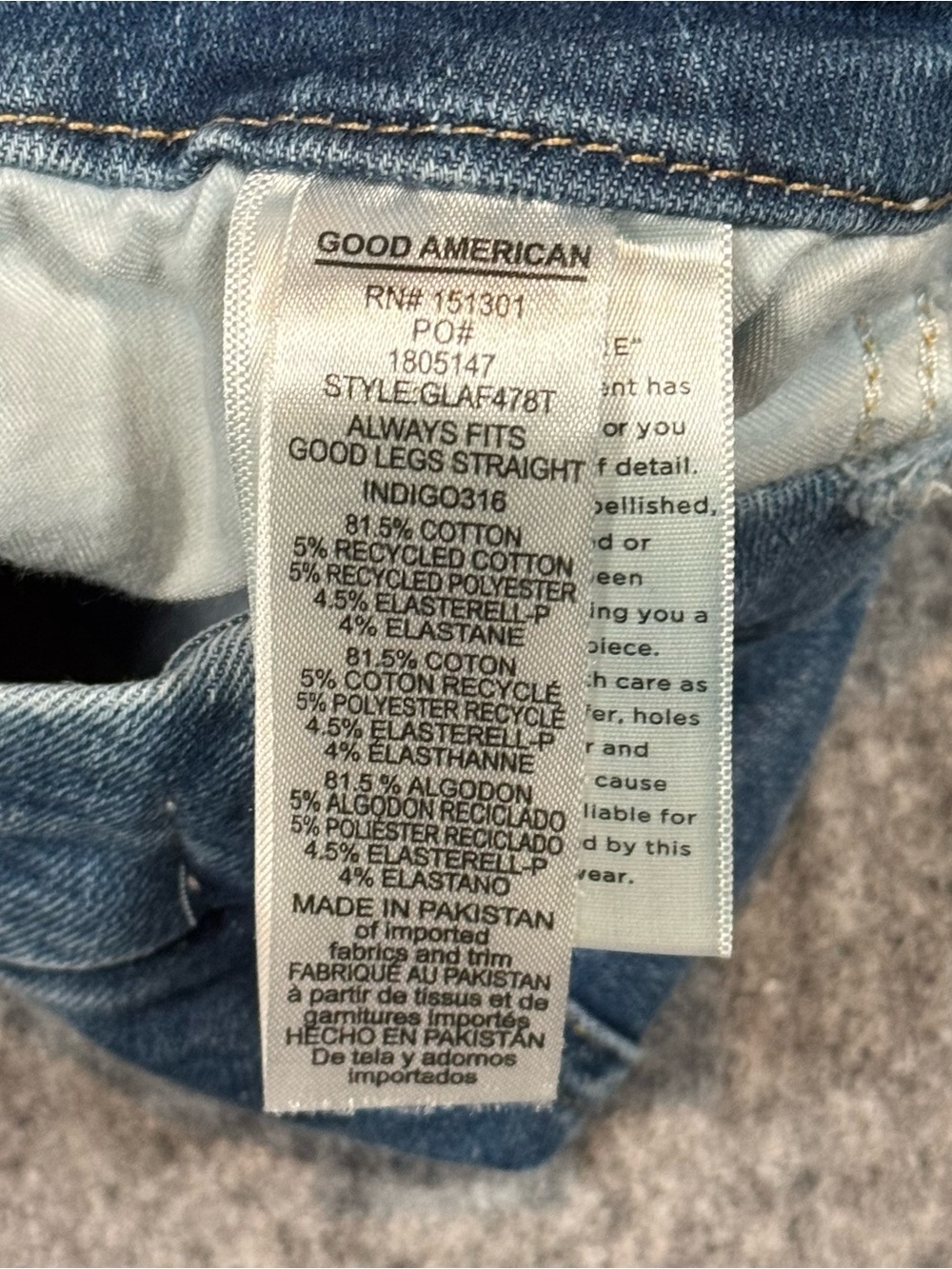 Good American Always Fits Good Legs Straight Jeans - Size 6-12, Distressed - Picture 7 of 13